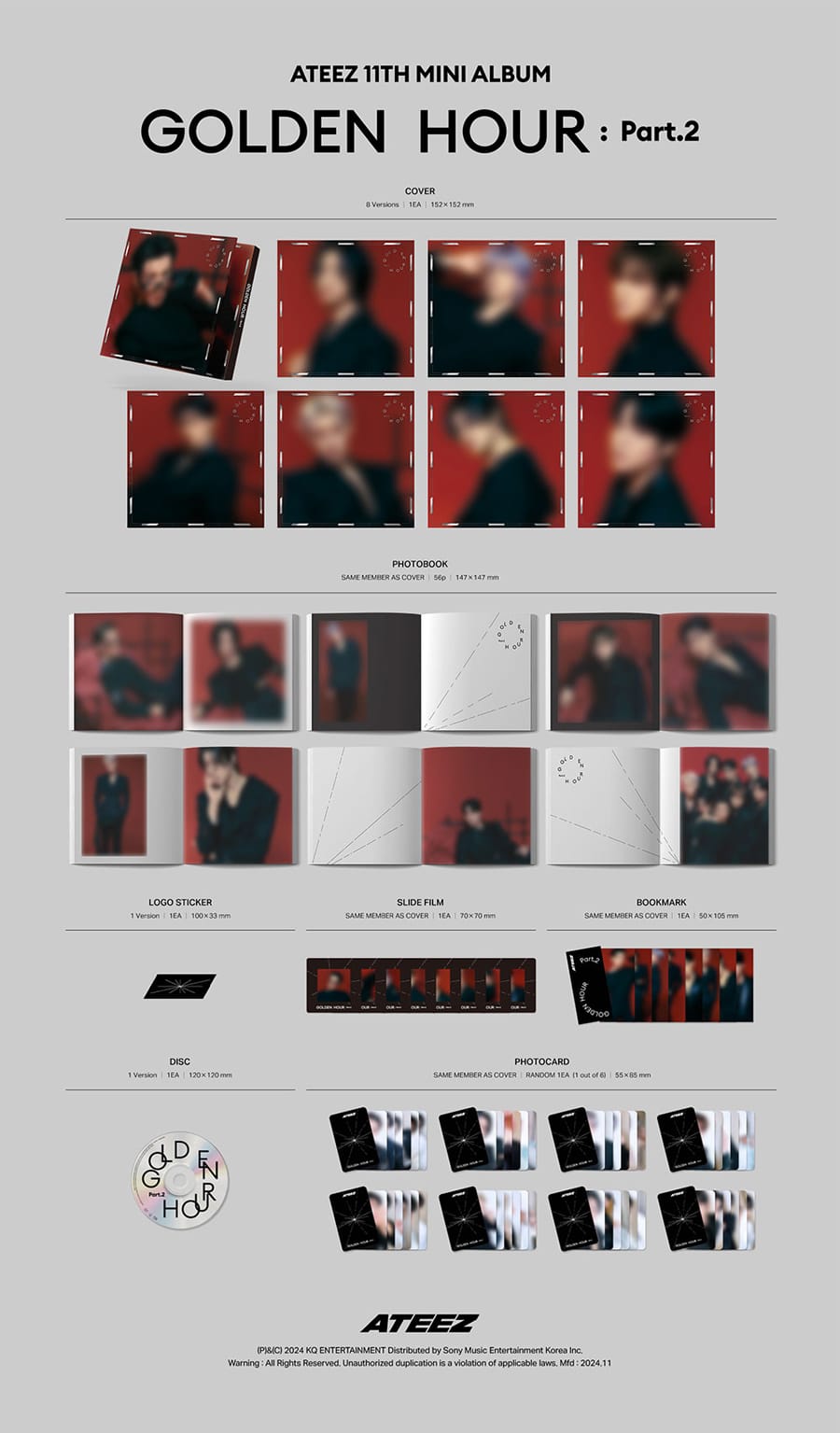 ATEEZ (에이티즈) -[PRE-ORDER] 11th Mini Album [GOLDEN HOUR : Part.2] Digipack Ver. with POB