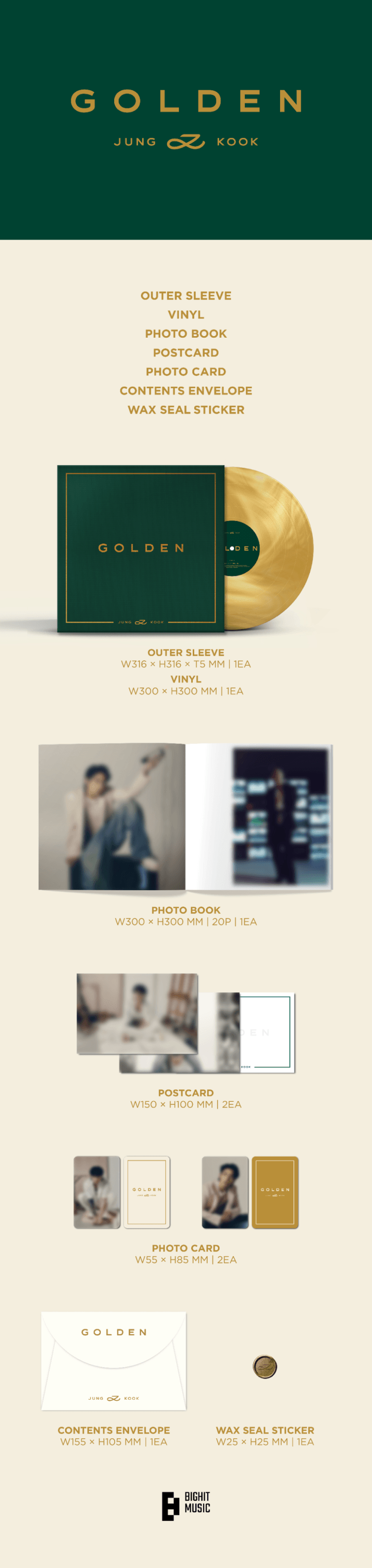 BTS (방탄소년단) - [PRE-ORDER] Jung Kook 'GOLDEN' LP